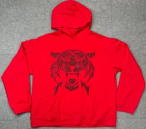 Sudadera con capucha de manga larga roja con pedrería Heads or Tails para hombre talla 2XL - Imagen 1 de 8