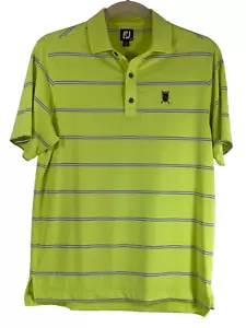 FootJoy Lisle Open Stripe Lime Mens Golf Polo Shirt The Founders Club M - Picture 1 of 10