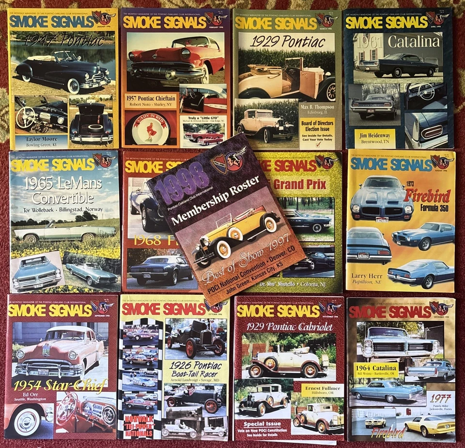 13 Pontiac Club Magazines SMOKE SIGNALS All 1998 Oakland California Club Issues - Image 1 of 4