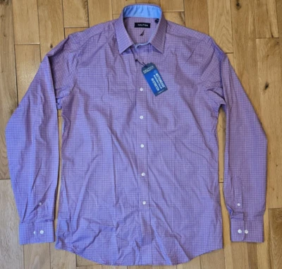 New NAUTICA Stretch Long Sleeve Button Up Motionease Collar Shirt Men 15.5 36/37 - Image 1 of 4