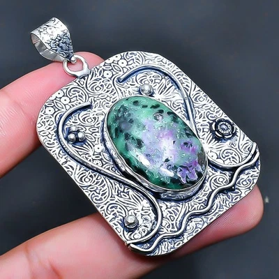 Colgante de joyería hecha a mano de piedras preciosas de zositio de rubí 2,46" p644 Foto 1 de 3