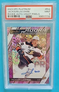 2023-24 Jackson Lacombe OPC Platinum Rookie Auto Violet Pixels RC /99 PSA 9 MINT - Picture 1 of 3