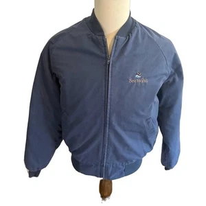 Chaqueta Bomber Sea World Vintage Azul M - Cremallera Completa Logo Bordado - Imagen 1 de 4