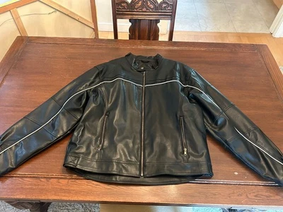 亚利桑那皮革男式摩托车夹克 Sixe XL Blk 经典咖啡馆赛车 - 有衬里 — 第 1/4 张图片