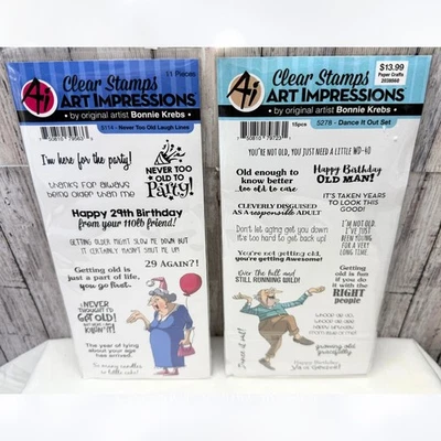 Lote de estampillas de goma impresiones artísticas DANCE IT OUT nunca demasiado viejas cumpleaños dama hombre Foto 1 de 2