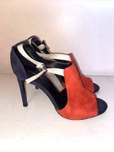Sandalias Zara de tacón alto naranja azul marino con correa para mujer talla EU 40 / US 9 - Imagen 1 de 13