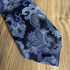 Daniel Cremieux Neck Tie Nwt Blue Paisley Silk Seven 7 Fold Hand Made in Italy - Picture 1 of 6