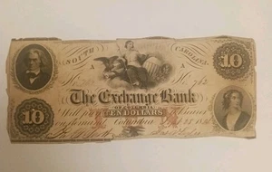 1854 South Carolina, The Exchange Bank Of Columbia $10 Note - Picture 1 of 4
