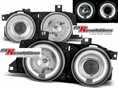 LED Angel Eyes Scheinwerfer Set in chrom für BMW E32/E34 - Bild 1 von 3