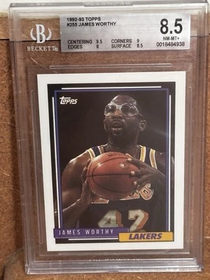 Tarjeta base 1992-93 Topps - James Worthy #255 clasificación BGS 8,5 Foto 1 de 2