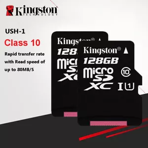 Kingston Class10 U1 32GB-512GB MicroSDHC/XC Flash Memory TF Card With Adapter - Picture 1 of 13