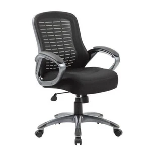 BOSS Office Products Executive Chair Fabric Gun Metal Mesh W/ Padded Arms Black - Picture 1 of 4