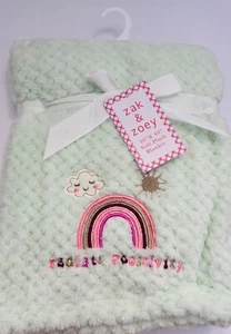 NWT Zak and Zoey Super Plush Baby blanket in Mint Green with Embroidery 30"x40" - Picture 1 of 3
