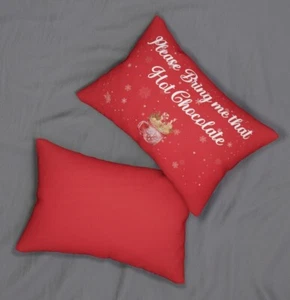 Heiße Schokolade lustiges Kissen Winter Dekor gesponnen Polyester Lendenkissen Geschenk 20*14 - Bild 1 von 3