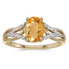 LXR 14k Gelbgold Oval Citrin und Diamant Ring 1.07 ct