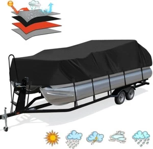 Trailerable 1200D PU Heavy Duty Ponton Boot Abdeckung, 22-24Ft Wasserdicht Marine Gr - Bild 1 von 7