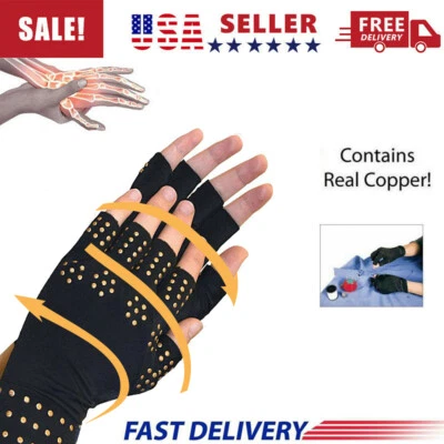 1 par de guantes de compresión de cobre mano artritis soporte de mano alivio del dolor articular Foto 1 de 4