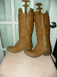 STEVE MADDEN Brown Knee High Riding Boots with Fringe Women's size 5 M - Picture 1 of 9