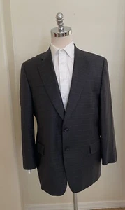 Paul Stuart Subtle Wool Check Notch Lapel Stuart 2 Suit Jacket in Gray Size 45 R - Picture 1 of 8