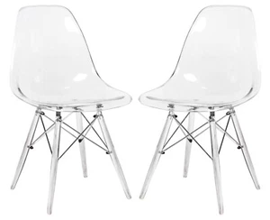 Cresco Molded Dining Side Chair with Acrylic Base - Dining Seating Set of 2 - Picture 1 of 48