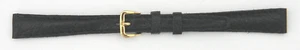 11mm FLEURUS GENUINE BUFFALO - BLACK PADDED - STITCHED LEATHER WATCH BAND - Picture 1 of 2