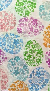 TWO Individual Paper Guest Decoupage Napkins - 1871 Floral Colored Easter Eggs - Picture 1 of 4