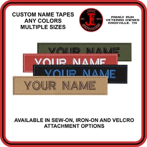 Custom Made Embroidered Name Tapes (1 Inch by 3, 4, or 5 Inch Long) - Picture 1 of 2