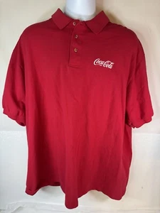 Coca Cola Embroidered Employee Short Sleeve Polo Shirt 2XL Red 100% Cotton - Picture 1 of 7