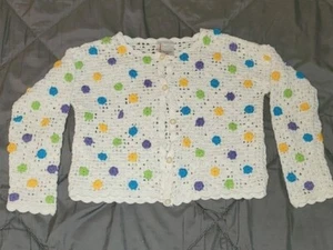 Hanna Andersson Girls Cardigan Small 5/6 open knit floral B14 - Picture 1 of 3