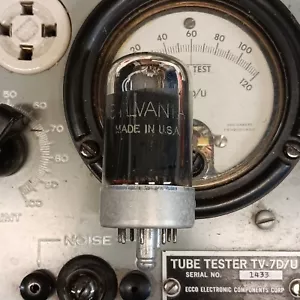 SYLVANIA STRONG 1953 7N7 BLACK PLATE ANGELED T PLATE TUBE, TV-7 TESTED #A-18 - Picture 1 of 2