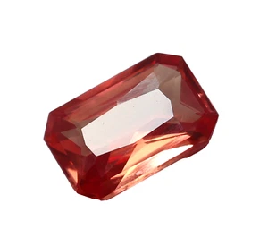 Zafiro naranja natural de Ceilán de 5,85 quilates corte esmeralda piedra preciosa suelta certificada - Imagen 1 de 7