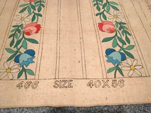 Vintage Burlap Rug Hooking Pattern HIAWATHA Heirloom Hand Painted 40" X 56" - Picture 1 of 8