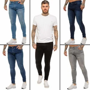 Enzo Mens Jeans Slim Fit Skinny Stretch Flex Denim Trouser Cotton Pants UK Sizes