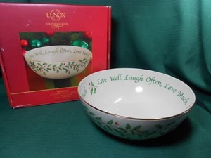 Lenox Live Well, Laugh Often, Love Much Holiday Sentiment Serving Bowl - Picture 1 of 8