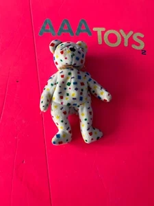 Ty Beanie Baby TY 2K Plush White Bear with Primary Color Squares Original - Picture 1 of 2