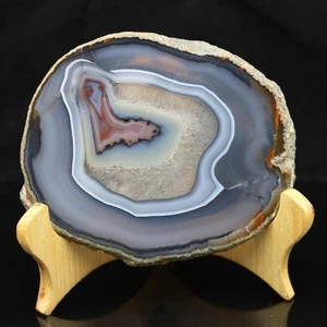 Natural agate-Unique pattern, gray stripe crystal mineral specimen dog Q244 - Picture 1 of 4