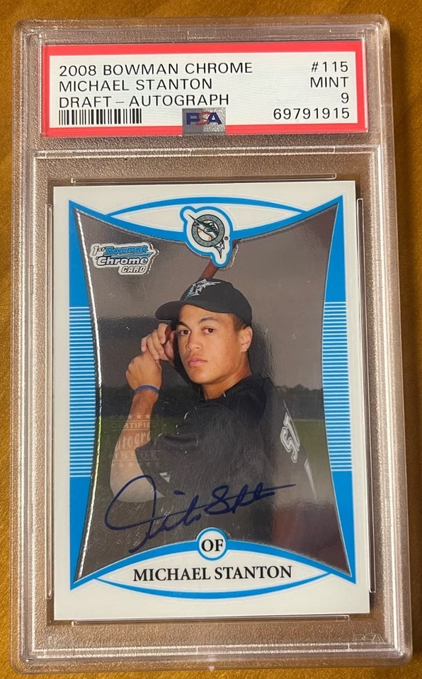 (1) 2008 Bowman Draft Michael Stanton Chrome AUTO RC PSA 9, MINT! Tough GRADE! - Image 1 of 2