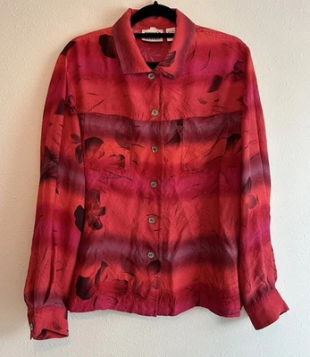 Top de seda con botones de colección para mujer talla M rojo tropical romántico vampiro mujer artística  Foto 1 de 4