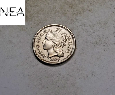 1870 3 Cent Coin (Three Cent Nickel 3C) * Gem BU * Low Mintage * ZT430 - Image 1 of 3