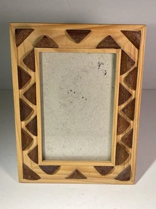 VTG Tramp Folk Art Natural Rough Wood Bark Picture Frame Primitive Rustic 4x6" - Picture 1 of 24