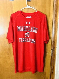 Under Armour University Of Maryland Terrapins Men’s L Red Mascot T-Shirt Loose - Picture 1 of 6