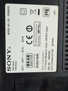 MAIN BOARD FOR SONY KD-55X8005C 55" TV 1-894-595-12 - Picture 1 of 3