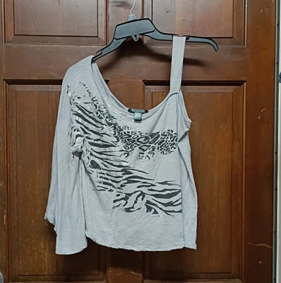 Bozzolo 灰色作物上衣动物印花衬衫 1 标准袖 1 背心袖 L 码 — 第 1/4 张图片