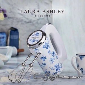 Laura Ashley Hand Mixer by VQ 5Speed Settings Stainless Steel Beaters China Rose - Picture 1 of 7