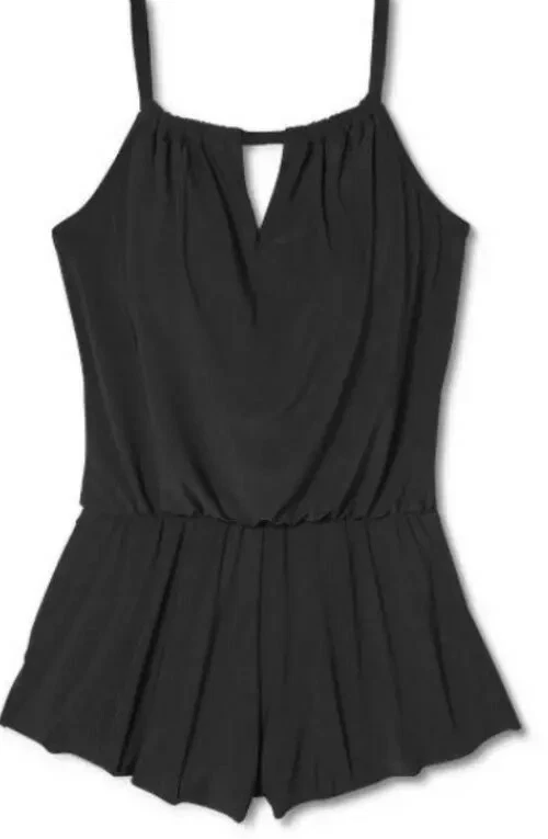 Women's Plus High Neck Swim Romper With Pockets - Aqua Green 18w Black