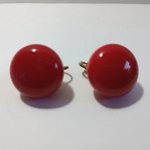 Vintage rot Lucite Clip Ohrringe 0,75 Zoll Durchmesser Retro - Bild 1 von 6
