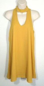 Lulu's Women Size Small Groove Thing Golden Yellow Swing Dress Mock Neck Cutout - Picture 1 of 8