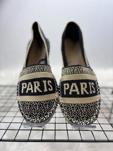 Cute!  Textured Knit Espadrilles Graphic Print  Paris size 9, run one size small - Picture 1 of 7