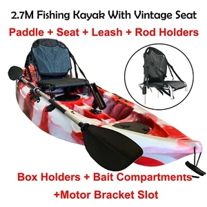 2.7M Fishing Kayak Single Vintage Seat Chair Armchair Paddle Red Camo - Picture 1 of 6