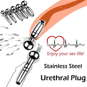 Stainless Steel Penis dilatorl Plug Dilator Sounding Cathe Screw Hollow Tube Men - Picture 1 of 34